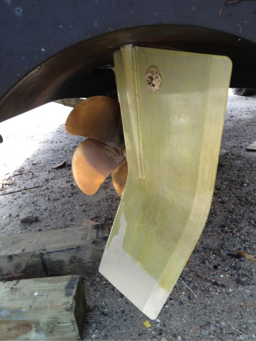 The rudder on the Swift 34 after impact.